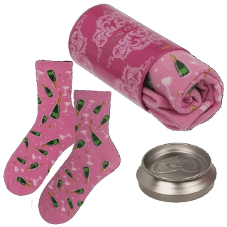 Ponožky Prosecco v plechovke – vtipný darček pre milovníčky šumivého