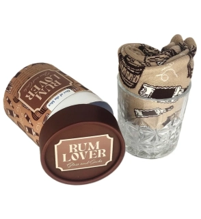 Darčeková sada pre milovníka rumu – pohár a ponožky v darčekovom boxe