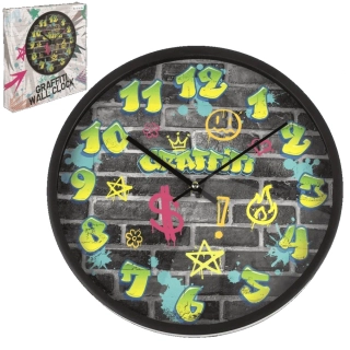 Nástenné hodiny Graffiti 30 cm – farebný street art dizajn