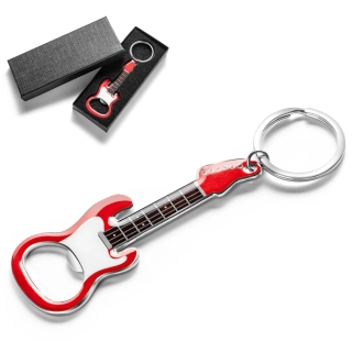 Prívesok na kľúče Červená elektrická gitara – otvárač s magnetom