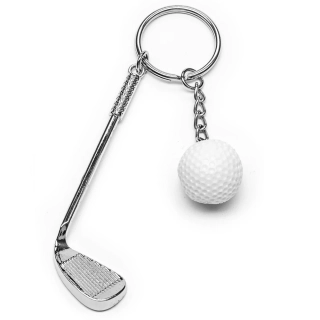 Prívesok na kľúče pre Golfistov – Golfová loptička a palica