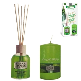 Aróma difuzér so sviečkou Sweet Home – vôňa Biely mošus 100 ml + 135 g