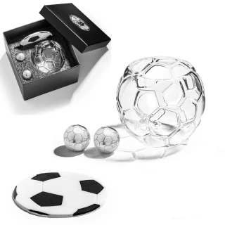 Pohár na whisky v tvare futbalovej lopty 300 ml – chladiace guľôčky a podložka v darčekovej krabici