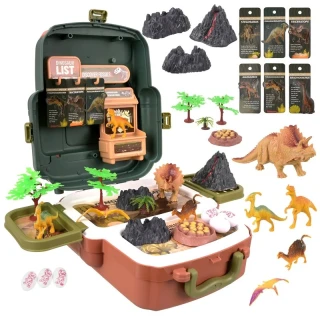 Dinosaury v batohu – hracia sada s figúrkami, sopkou a vajíčkami