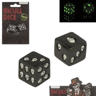 Svietiace hracie kocky s lebkami 2 ks – NEON Glow in the Dark