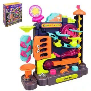 Guľôčková dráha hlavolam s prekážkami a joystickom, 6 guľôčok